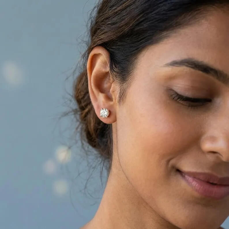 Classic Four-Prong Moissanite Stud Earrings