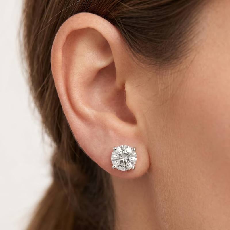 Classic Four-Prong Moissanite Stud Earrings