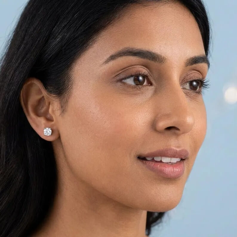 Classic Four-Prong Moissanite Stud Earrings