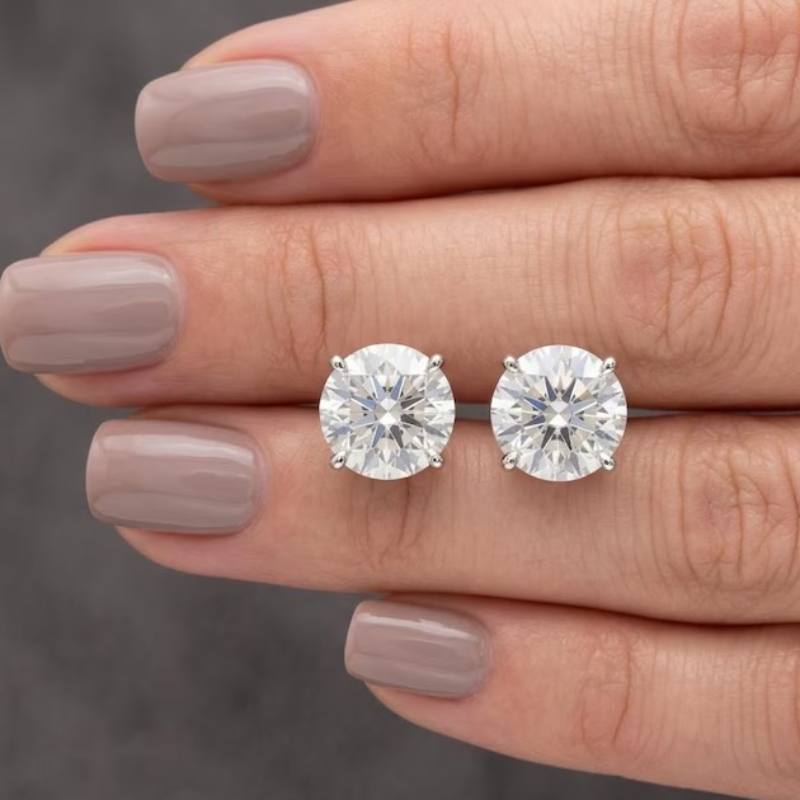 Classic Four-Prong Moissanite Stud Earrings