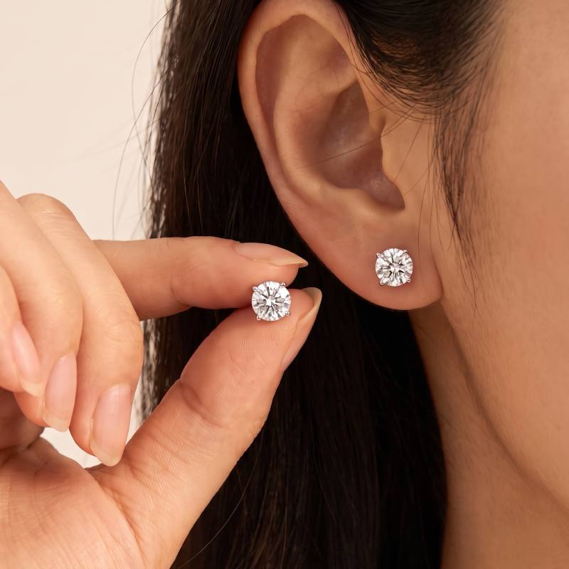 Classic Four-Prong Moissanite Stud Earrings