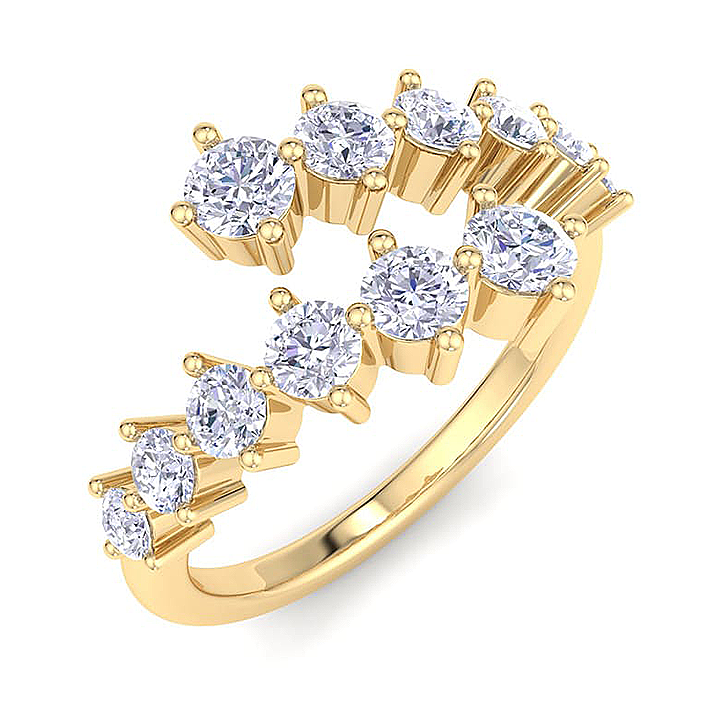 Round Moissanite Wrap Ring Band-VOOGME