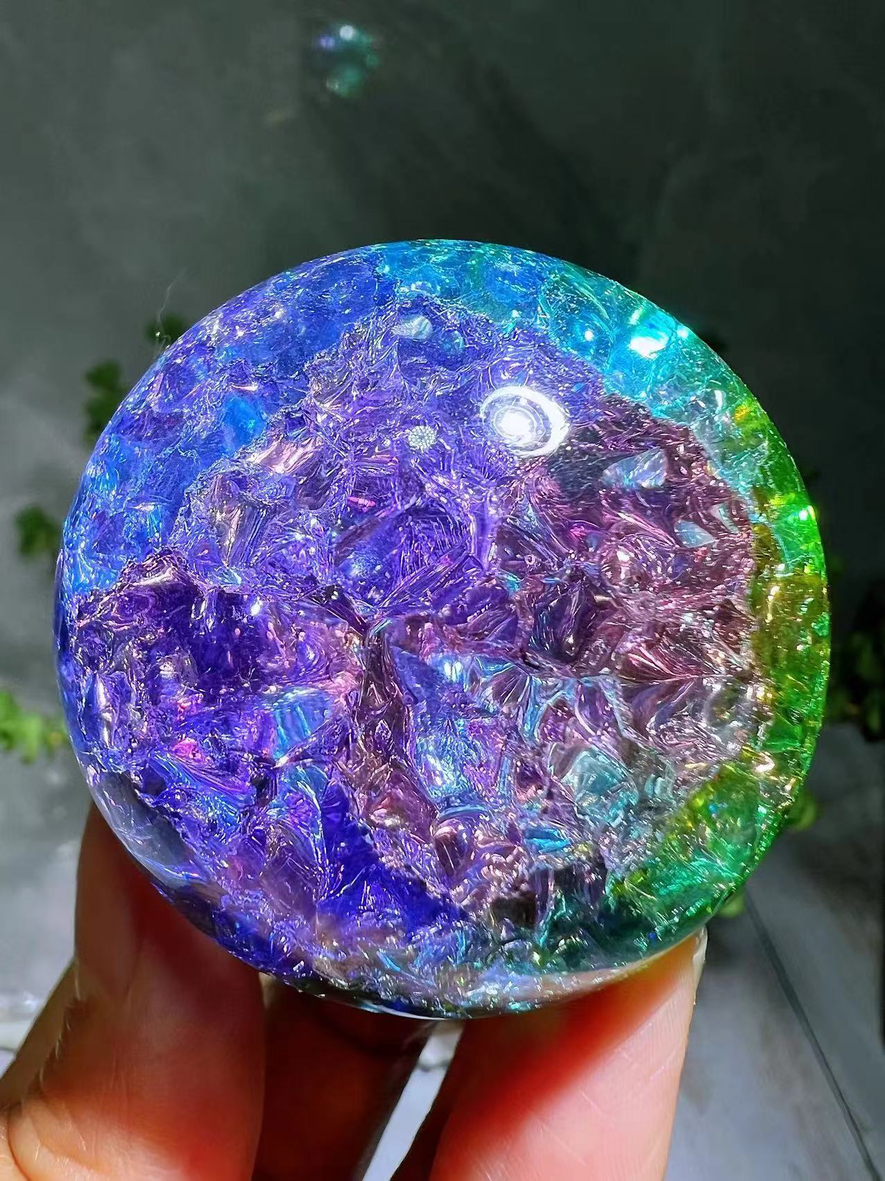 nice rainbow colorful crackle spheres 5cm