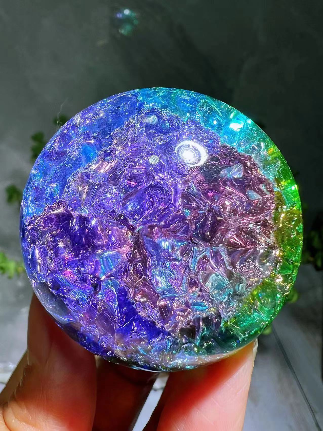 nice rainbow colorful crackle spheres 5cm