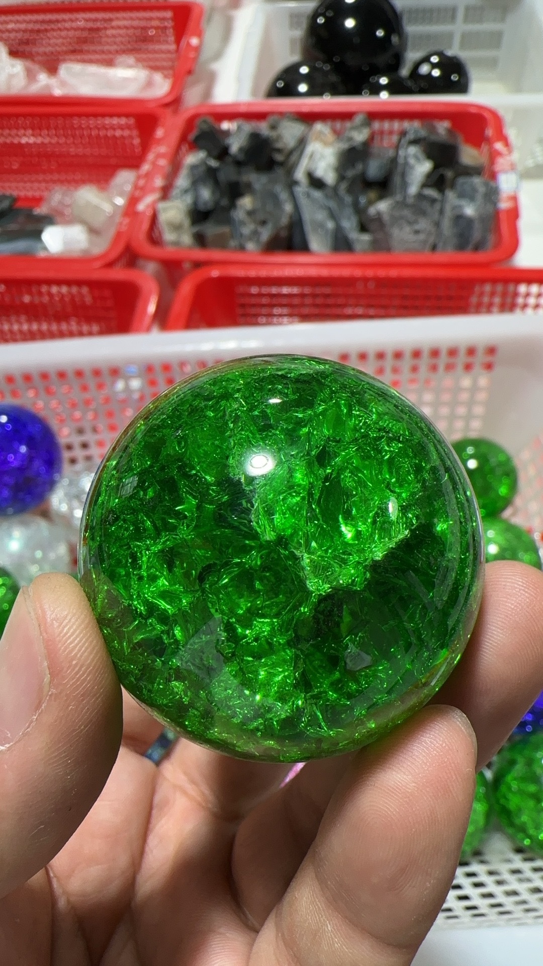 nice rainbow colorful crackle spheres 5cm