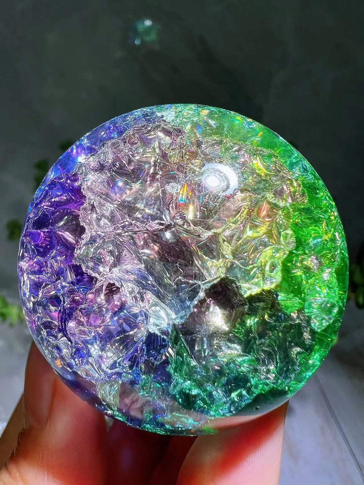 nice rainbow colorful crackle spheres 5cm