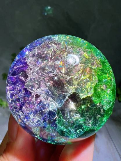 nice rainbow colorful crackle spheres 5cm