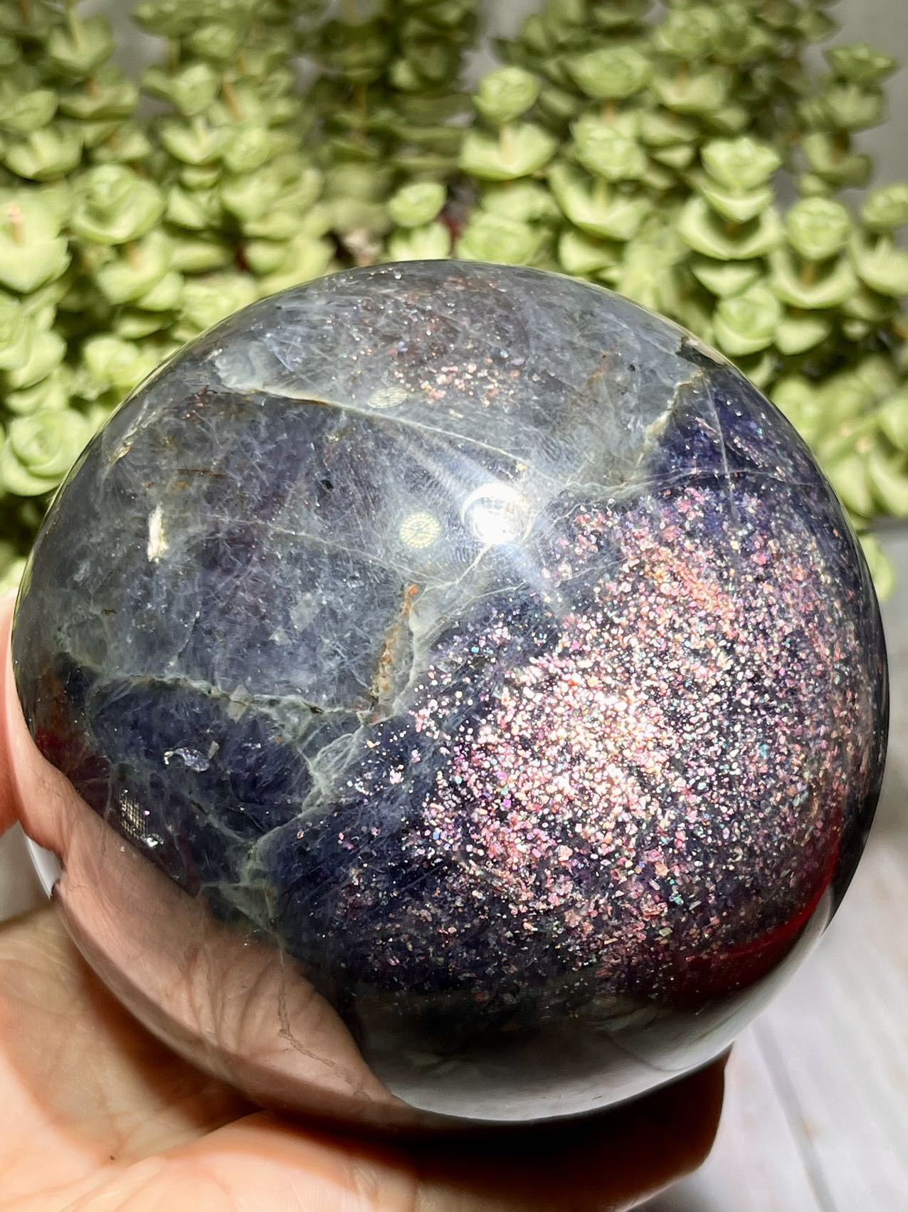 natural nice big lolite sphere with super nice sheen flash 