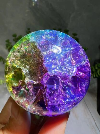 nice rainbow colorful crackle spheres 5cm