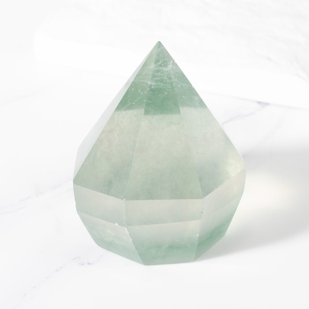 Green Fluorite Crystal Cut Diamond