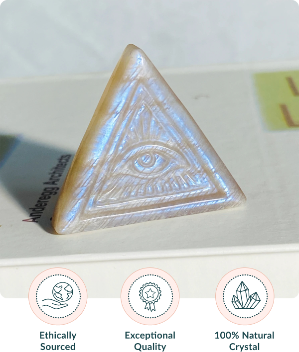 Natural White Moonstone Evil Eye Carving