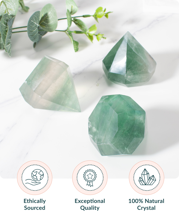 Green Fluorite Crystal Cut Diamond