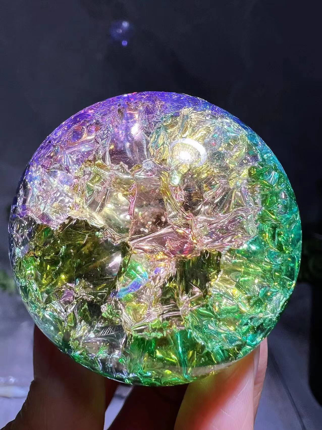 nice rainbow colorful crackle spheres 5cm