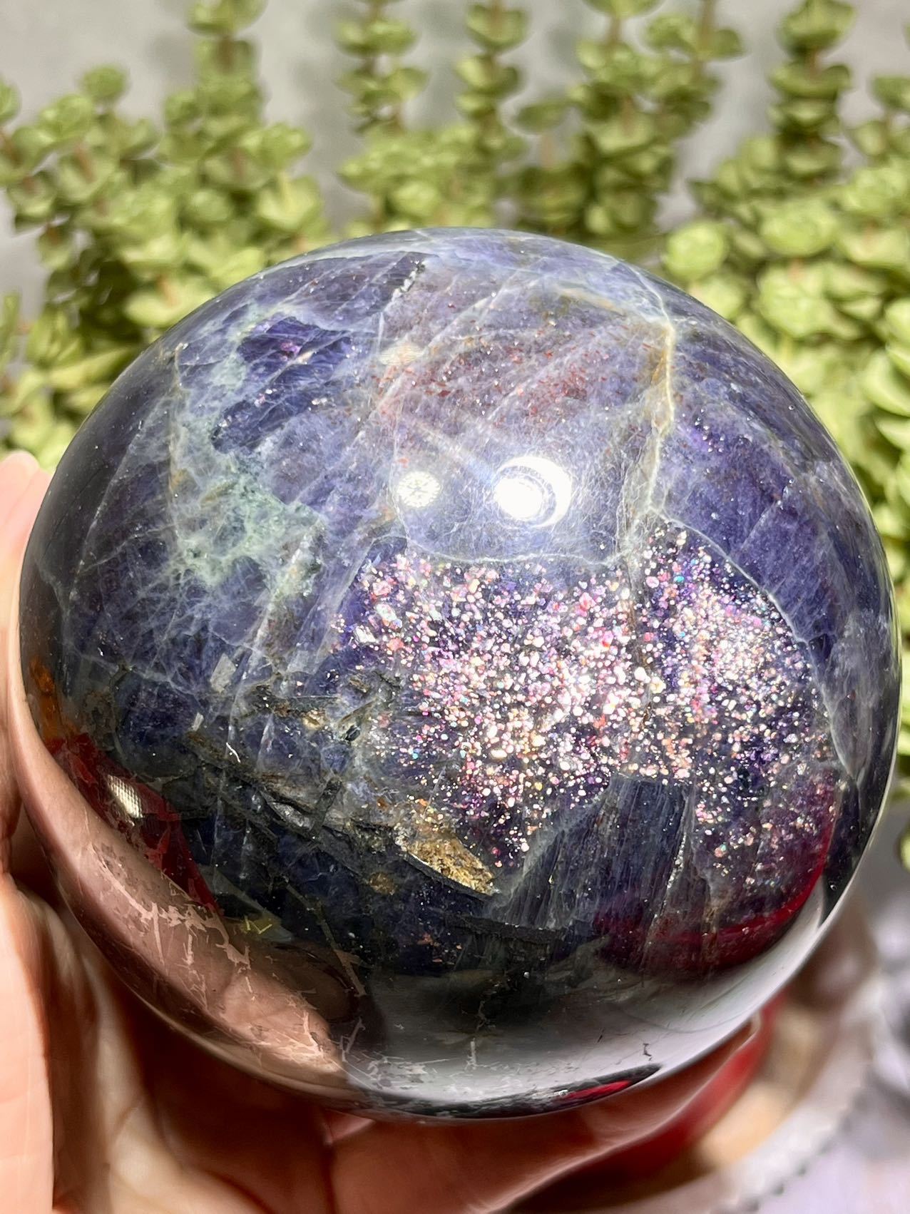natural nice big lolite sphere with super nice sheen flash 