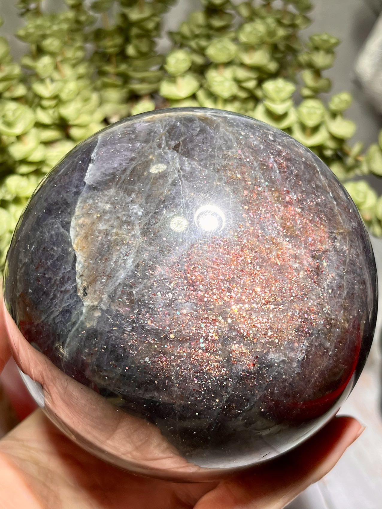 natural nice big lolite sphere with super nice sheen flash 