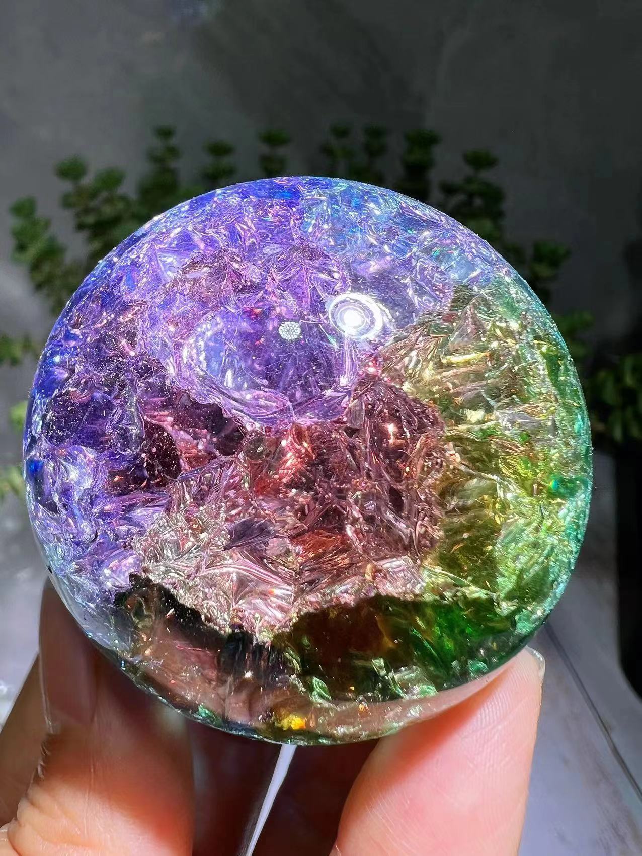 nice rainbow colorful crackle spheres 5cm