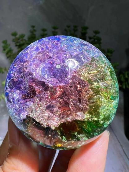 nice rainbow colorful crackle spheres 5cm