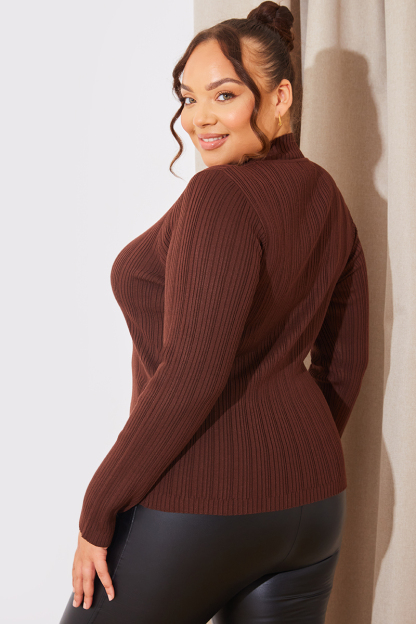 High Neck Variegated Rib Top