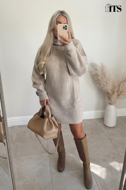 Knitted Roll Neck Jumper Dress