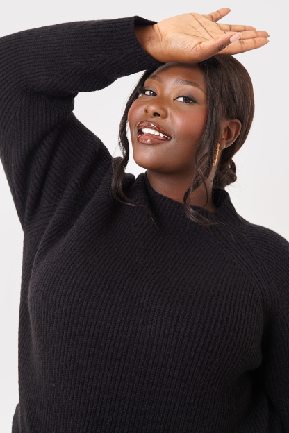 High Neck Shirt Contrast Jumper