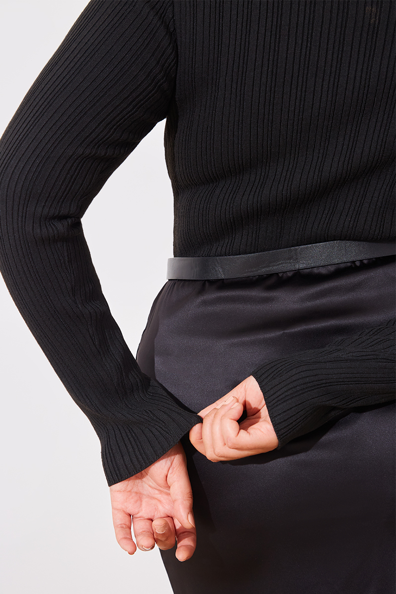 High Neck Variegated Rib Bodysuit