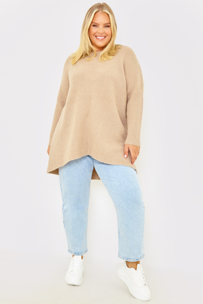 Interest Rib High Neck Knitted Jumper
