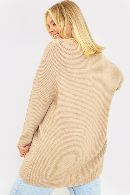 Interest Rib High Neck Knitted Jumper