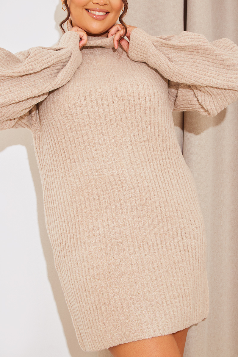 Knitted Roll Neck Jumper Dress