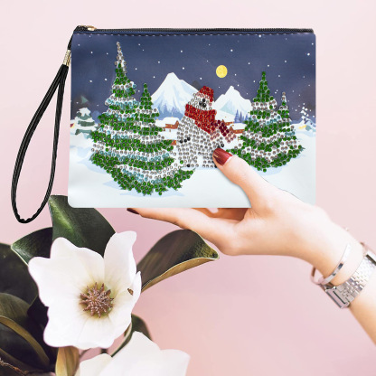 Cross Mirror 1 piece 5D DIY Diamond Painting Handbag Makeup Bag, Christmas Style Handmade Diamond Art Craft Bag