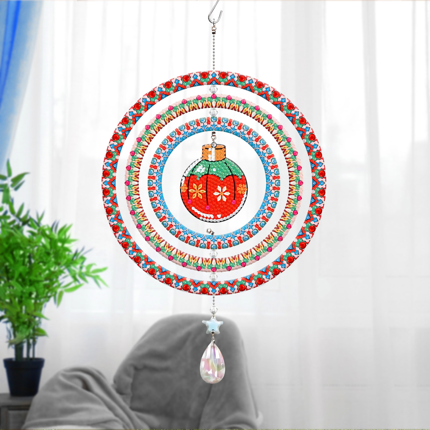 New diamond painting DIY brand wind chime double-sided dot diamond PET creative rotatable cartoon pendant can be wholesale