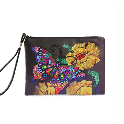 1 piece of 5D butterfly craft bag across the mirror, Diy artificial diamond painting storage bag, art combination bag, waterproof art