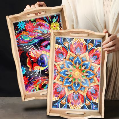 New Diamond Painting Plate DIY Handmade Square Wooden Tray Animal Mandala Diamond Stickers Wholesale Available