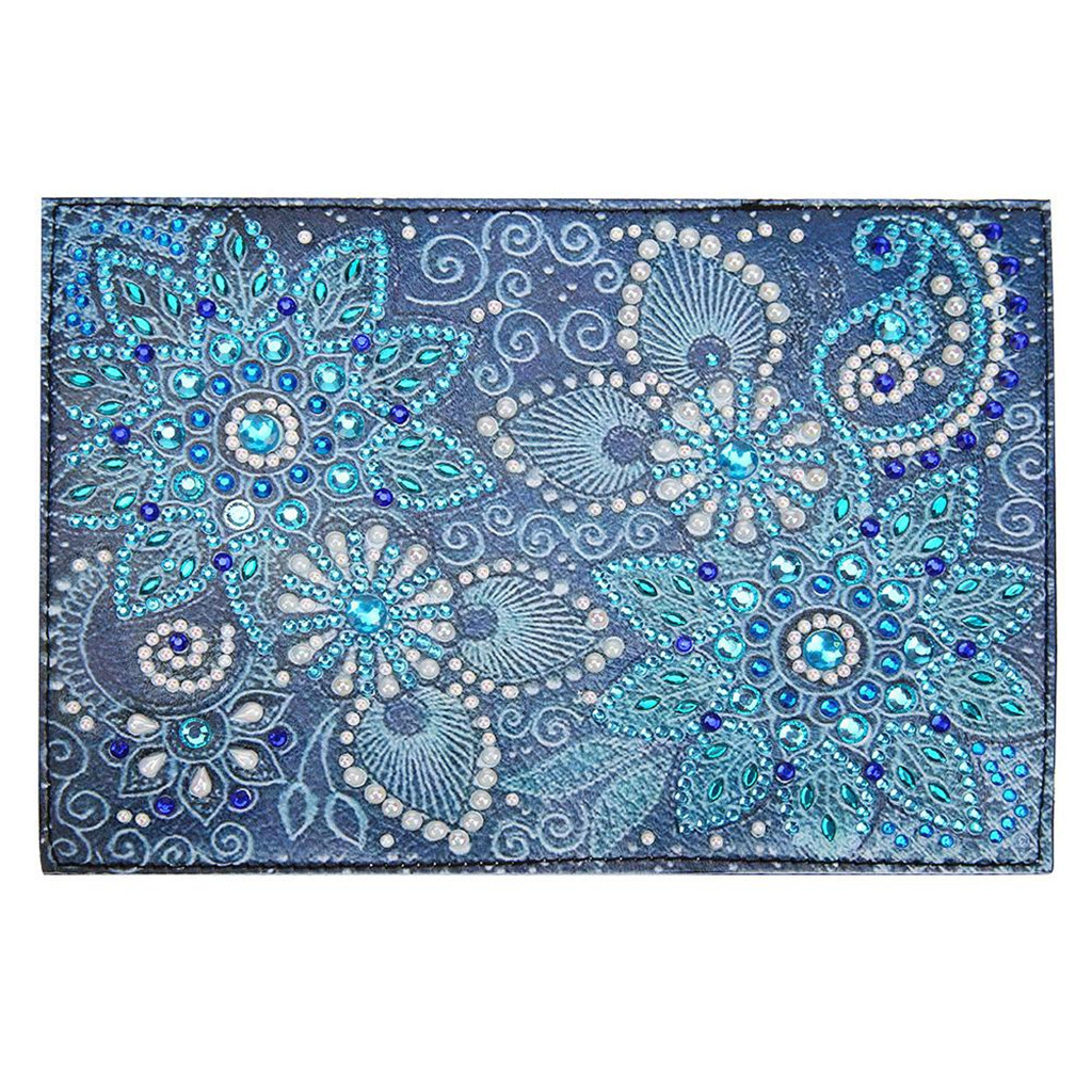 Creative Cross Mirror New Dot Paste Diamond DIY Craft Diamond Painting Travel Passport Notebook Blue Mandala Pattern