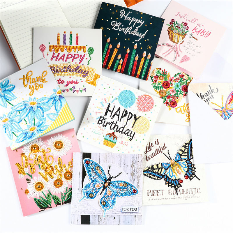 Diamond painting DIY polka dot diamond greeting card Christmas gift birthday card cross-border new handmade polka dot diamond Christmas sticker diamond greeting card