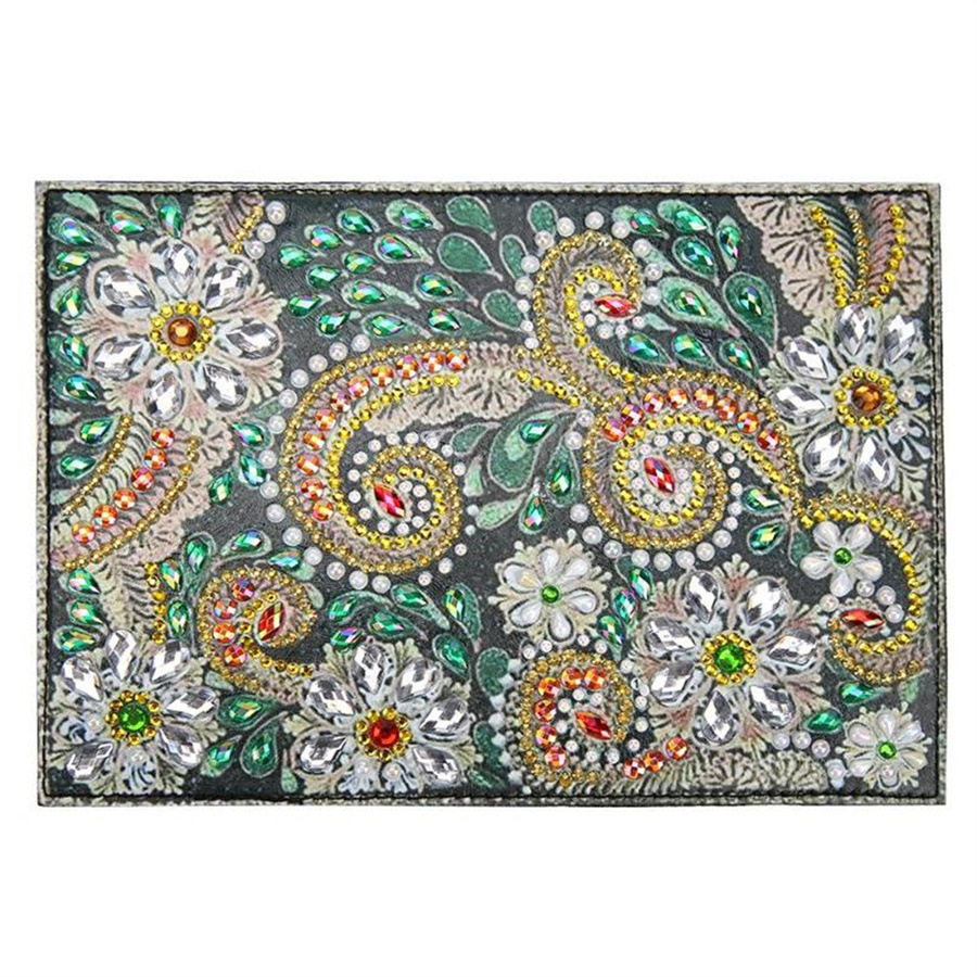 Amazon Creative Cross Mirror New Dot Paste Diamond DIY Craft Diamond Painting Travel Passport Notebook Flower Pattern