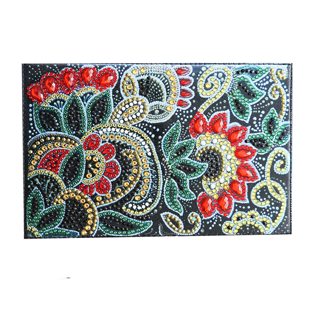 Creative Cross Mirror New Dot Paste Diamond DIY Craft Diamond Painting Travel Passport Notebook Colorful Flower Pattern