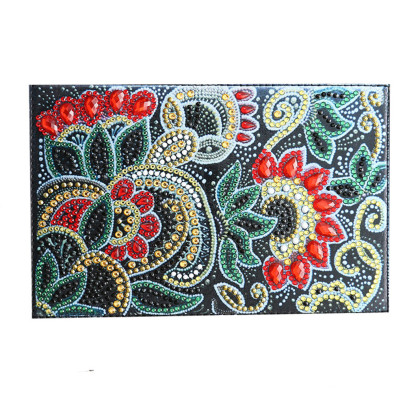 Creative Cross Mirror New Dot Paste Diamond DIY Craft Diamond Painting Travel Passport Notebook Colorful Flower Pattern