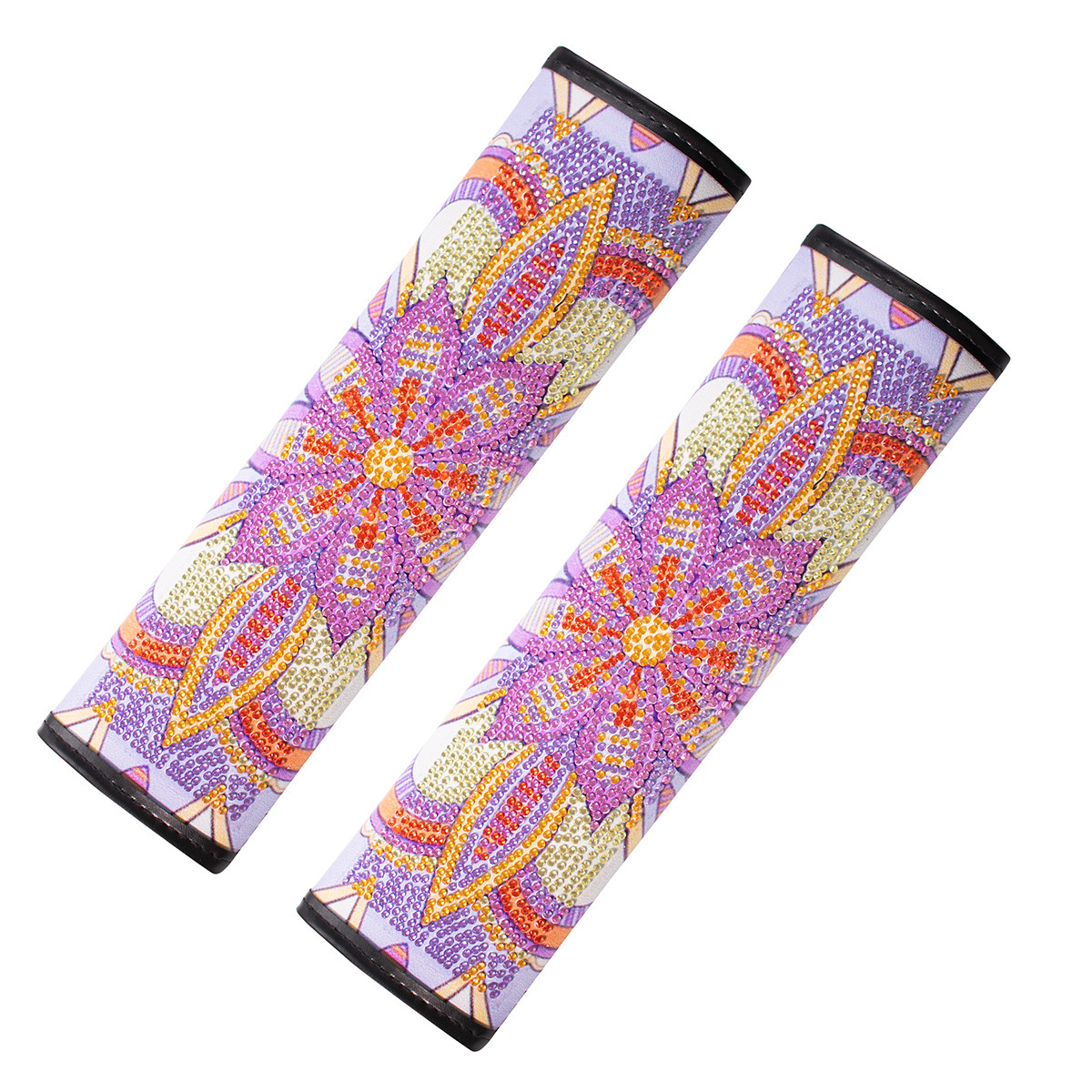Cross mirror 2 handmade crafts painting car seat belt cushion decoration DIY seat belt protector Mandala style