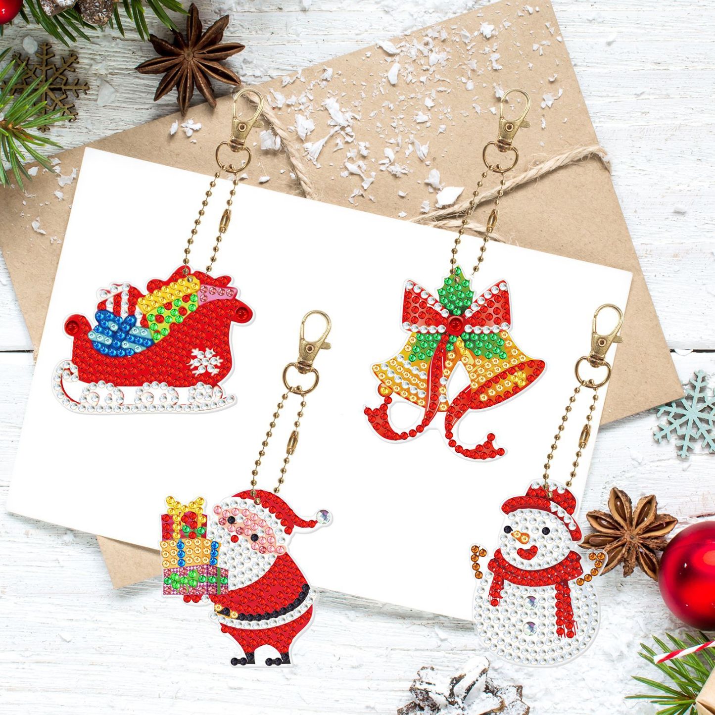 Creative diamond painting DIY keychain single-sided dot diamond Christmas sticker diamond keychain Easter keychain pendant