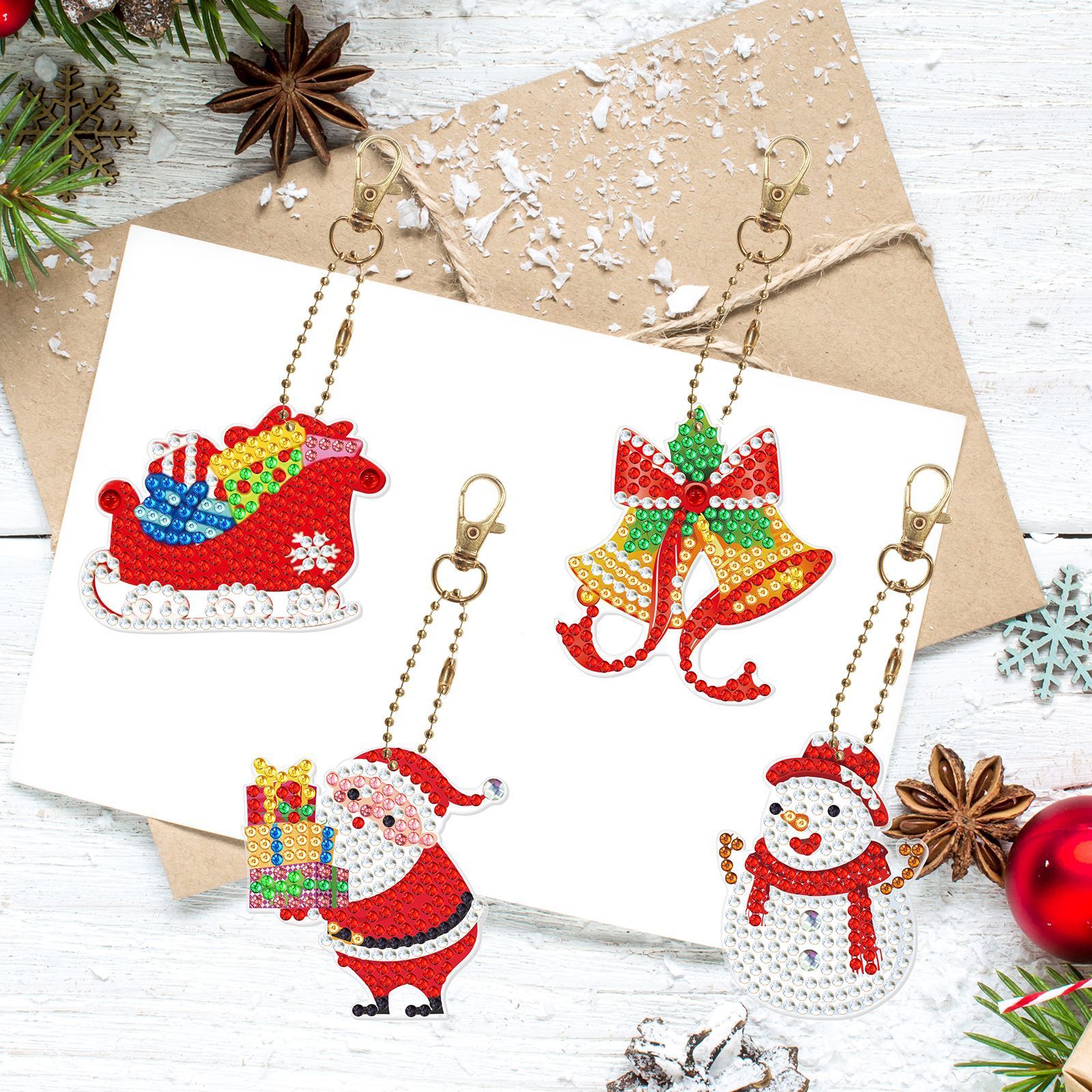 Creative diamond painting DIY keychain single-sided dot diamond Christmas sticker diamond keychain Easter keychain pendant