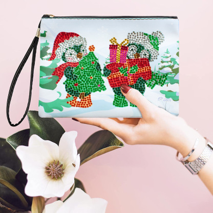 Cross Mirror 1 piece 5D DIY Diamond Painting Handbag Makeup Bag, Christmas Style Handmade Diamond Art Craft Bag