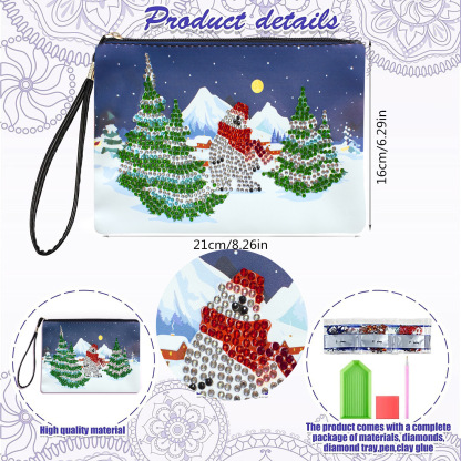 Cross Mirror 1 piece 5D DIY Diamond Painting Handbag Makeup Bag, Christmas Style Handmade Diamond Art Craft Bag