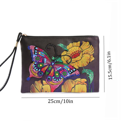 1 piece of 5D butterfly craft bag across the mirror, Diy artificial diamond painting storage bag, art combination bag, waterproof art