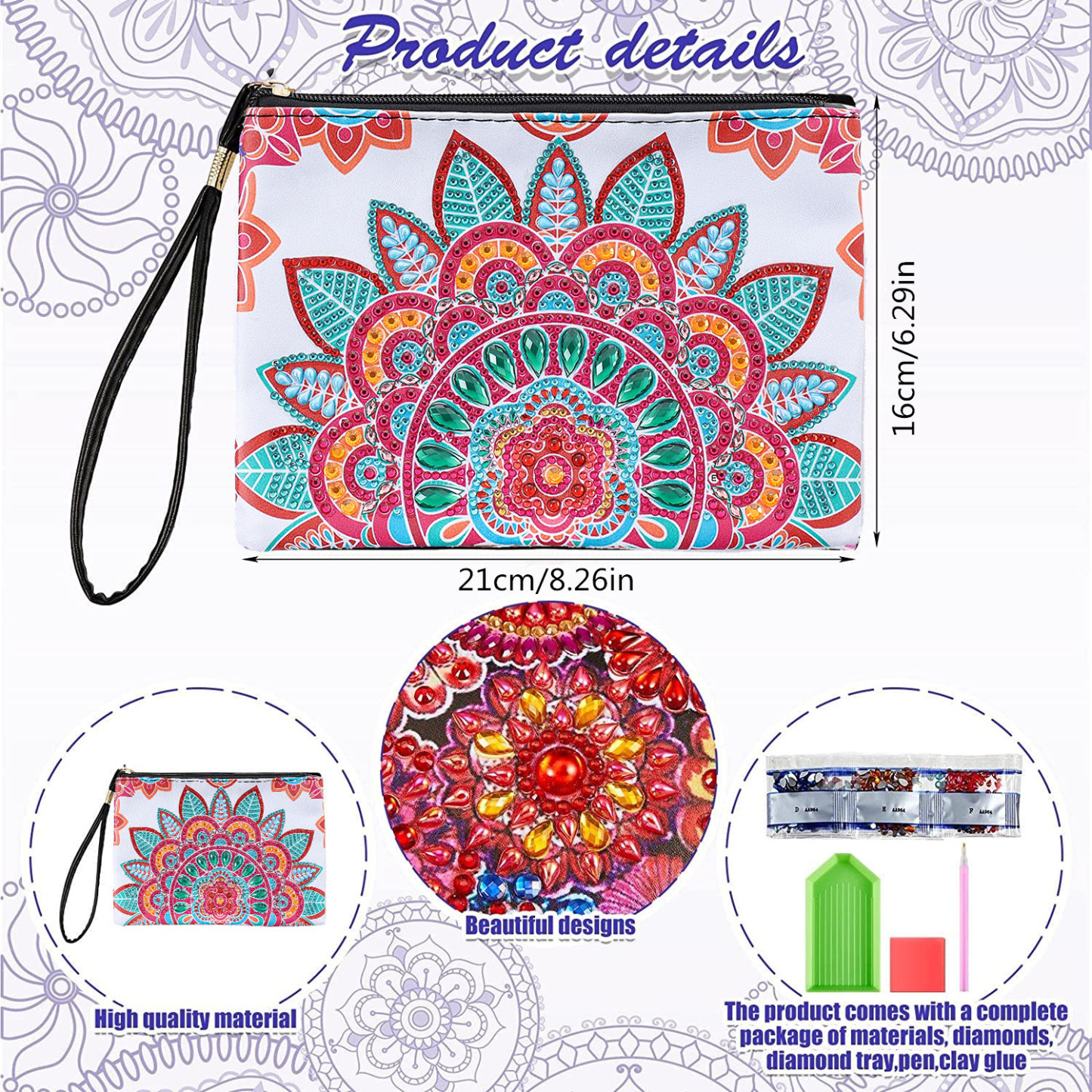 Cross Mirror AliExpress 5D DIY Diamond Painting Handbag Makeup Bag Mandala Style Diamond Art Craft Bag