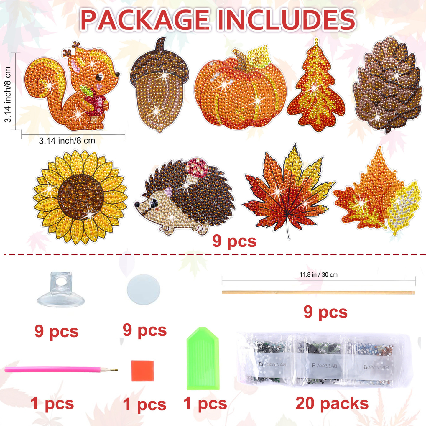 8 DIY Diamond Painting Simulation Squirrel Diamond Stickers Squirrel Flower Arrangement Pottery Decoration Stick in Stock Set