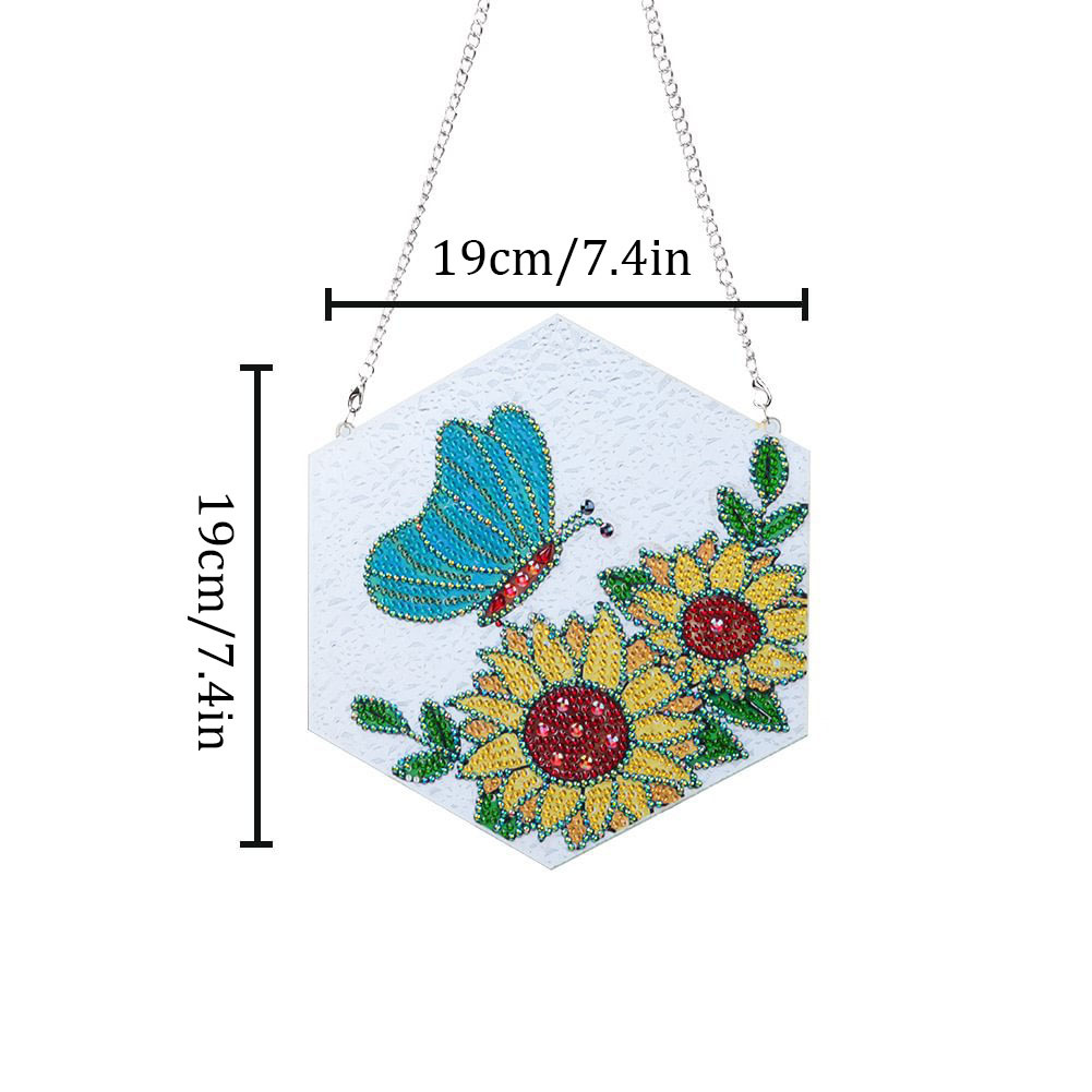 Cross Mirror Foreign Trade 1 Diamond Painting Hanging Decoration Sunflower Pendant Creative Door Number Hanging Painting Wall Decoration Painting Handmade