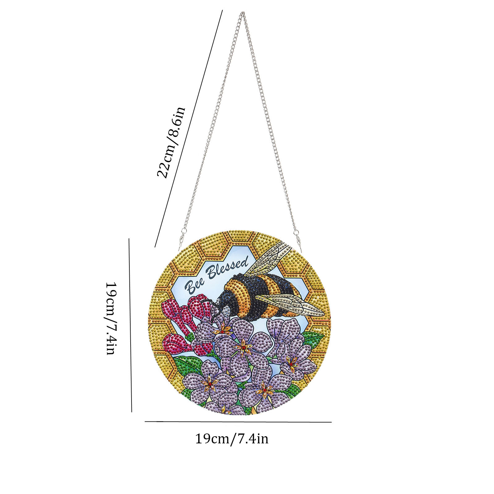 Cross mirror independent station with bee flower pattern, DIY diamond drawing doorplate single-sided acrylic material handicraft