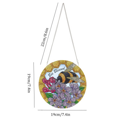 Cross mirror independent station with bee flower pattern, DIY diamond drawing doorplate single-sided acrylic material handicraft
