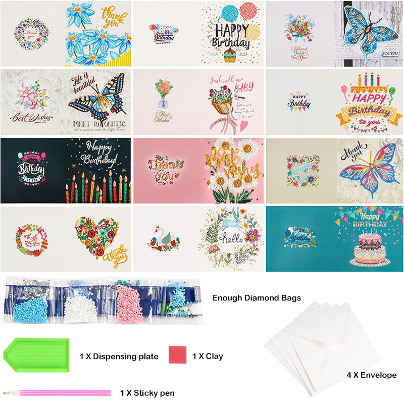 Diamond painting DIY polka dot diamond greeting card Christmas gift birthday card cross-border new handmade polka dot diamond Christmas sticker diamond greeting card