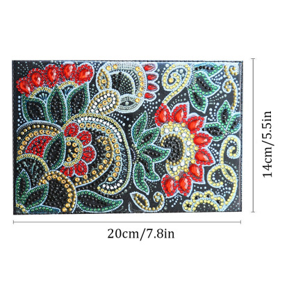 Creative Cross Mirror New Dot Paste Diamond DIY Craft Diamond Painting Travel Passport Notebook Colorful Flower Pattern